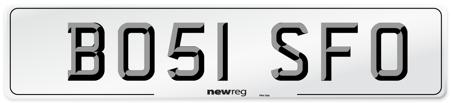 BO51 SFO Number Plate from New Reg